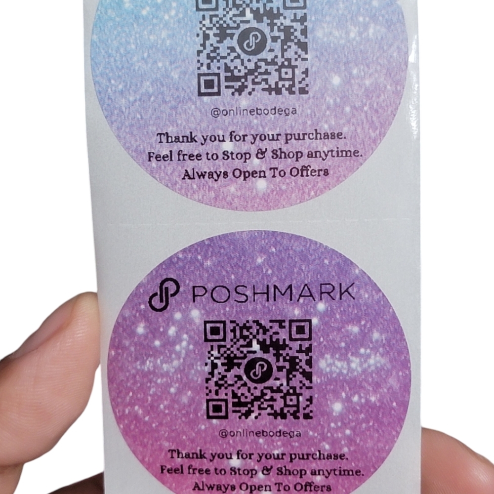 100ct 2in Poshmark QR Code Customized Stickers Sparkling Rainbow - Picture 2 of 5